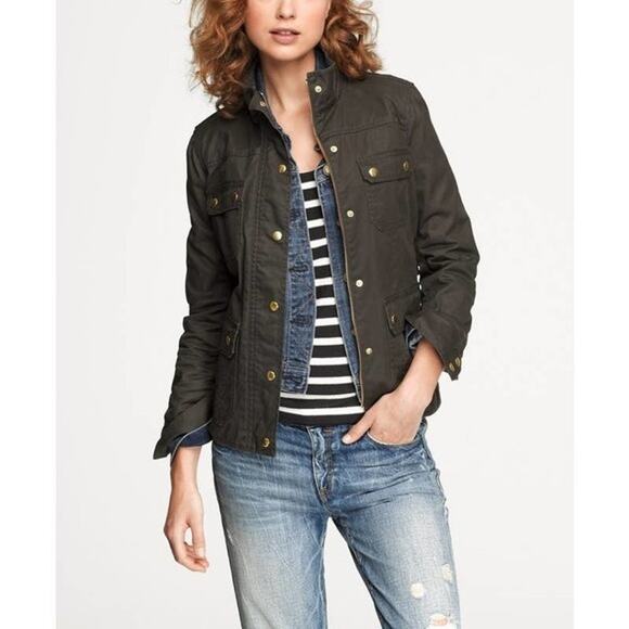 J.Crew Womens Relaxed Boyfriend Downtown Field Jacket Green Utility Coat Obama M - Picture 8 of 9